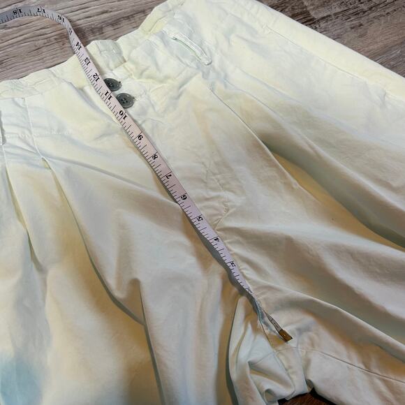 YMC Pleated Cotton Trousers Pale Green High Rise Wide Leg Pants L - Picture 9 of 10
